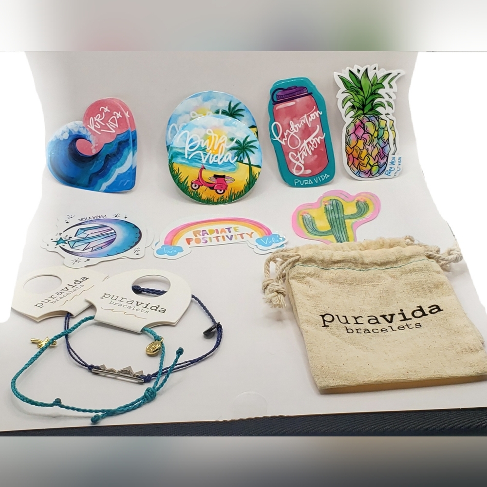 NWT Puravida 2 Bracelet Pack w/ 2 Jewelry Pouch and 2 sticker packs
